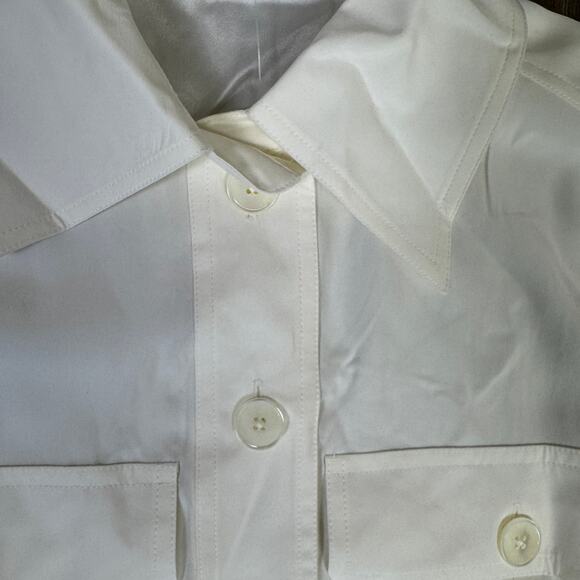 Madewell Silk Utility-Pocket Button-Up Shirt WMNS S Cream Long Sleeve Oversized - Picture 7 of 11